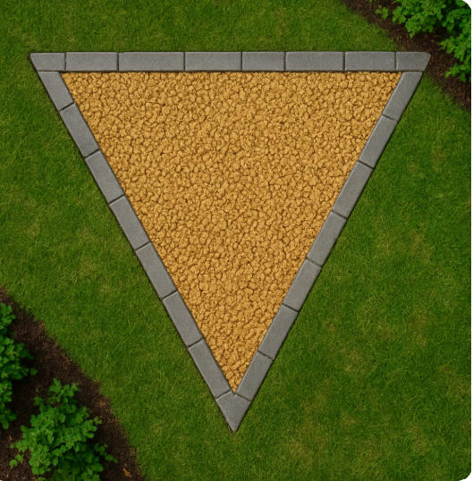 Triangular layout with crushed gravel volume estimate